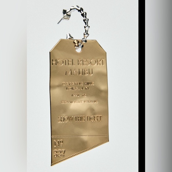 ZARA PLAQUE EARRINGS WITH TEXT new no tags ✨✨🔥 - Picture 4 of 10